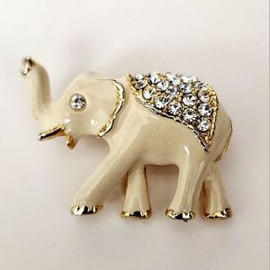 Elephant Enamel Brooch Pin